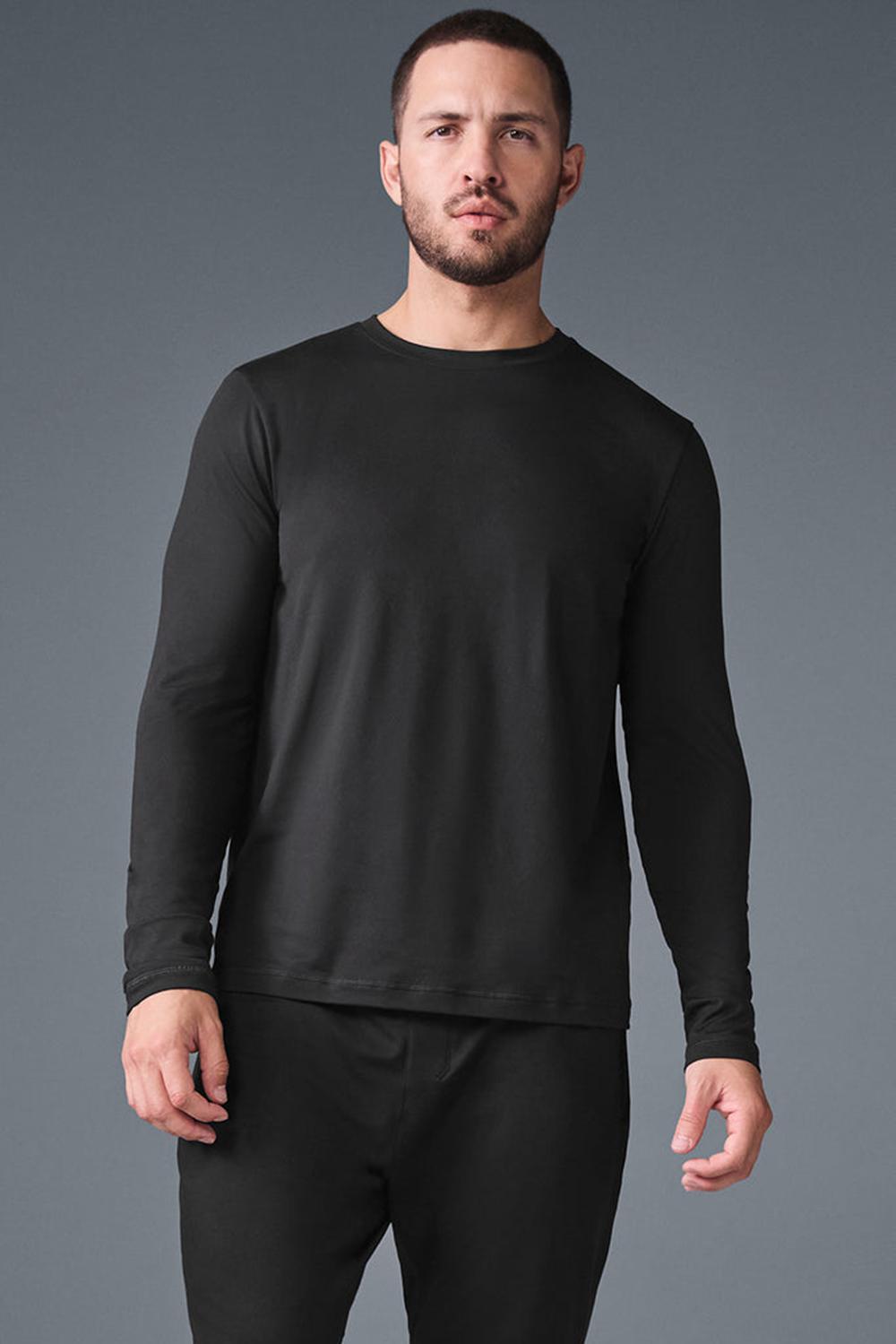 Manga Larga Alo Yoga Conquer Reform Crewneck Hombre Negras | Chile  52893-VBQF