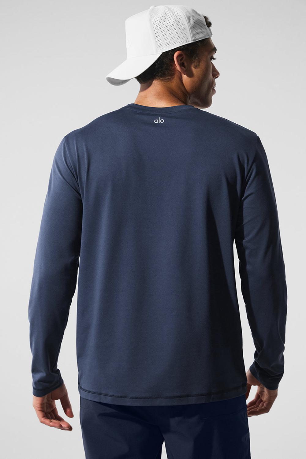 Manga Larga Alo Yoga Conquer Reform Crewneck Hombre Azul Marino | Chile  93705-HJCV