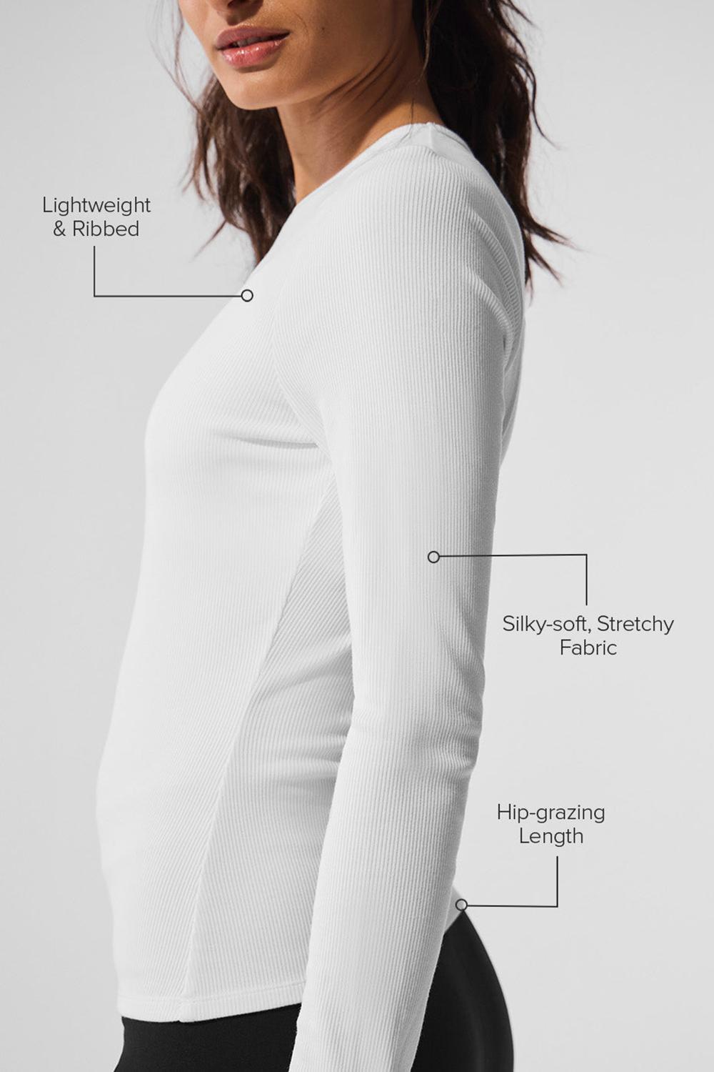 Manga Larga Alo Yoga Ribbed Modal Mujer Blancas | Chile  90471-QJAR