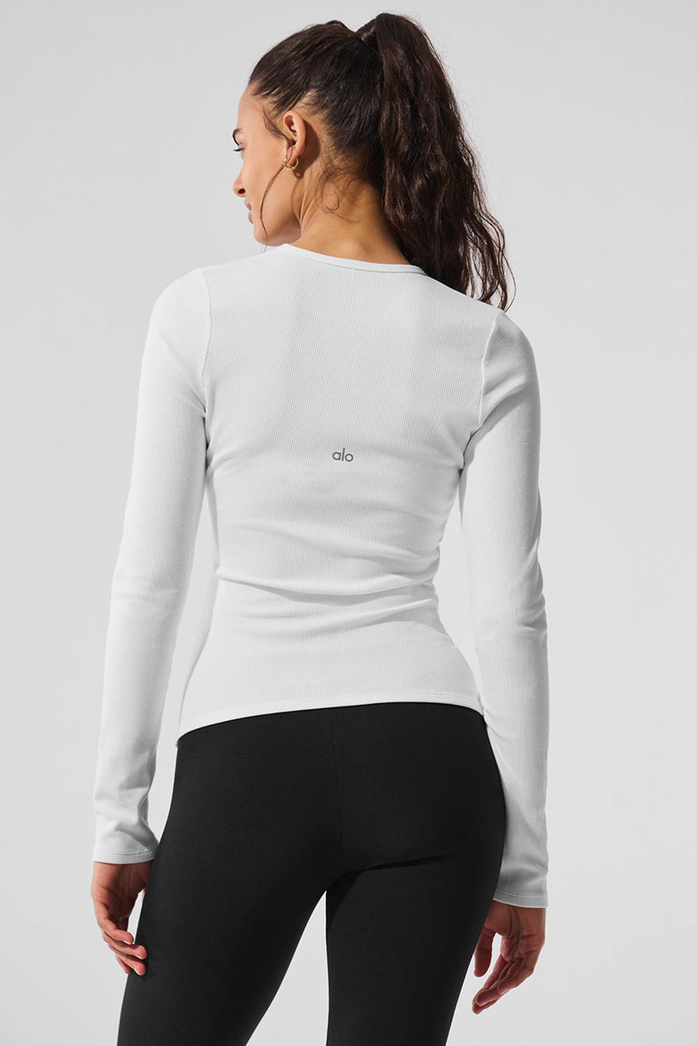 Manga Larga Alo Yoga Ribbed Modal Mujer Blancas | Chile  90471-QJAR