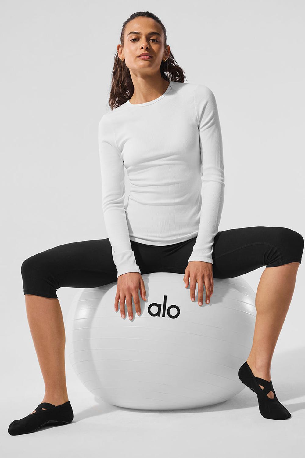 Manga Larga Alo Yoga Ribbed Modal Mujer Blancas | Chile  90471-QJAR