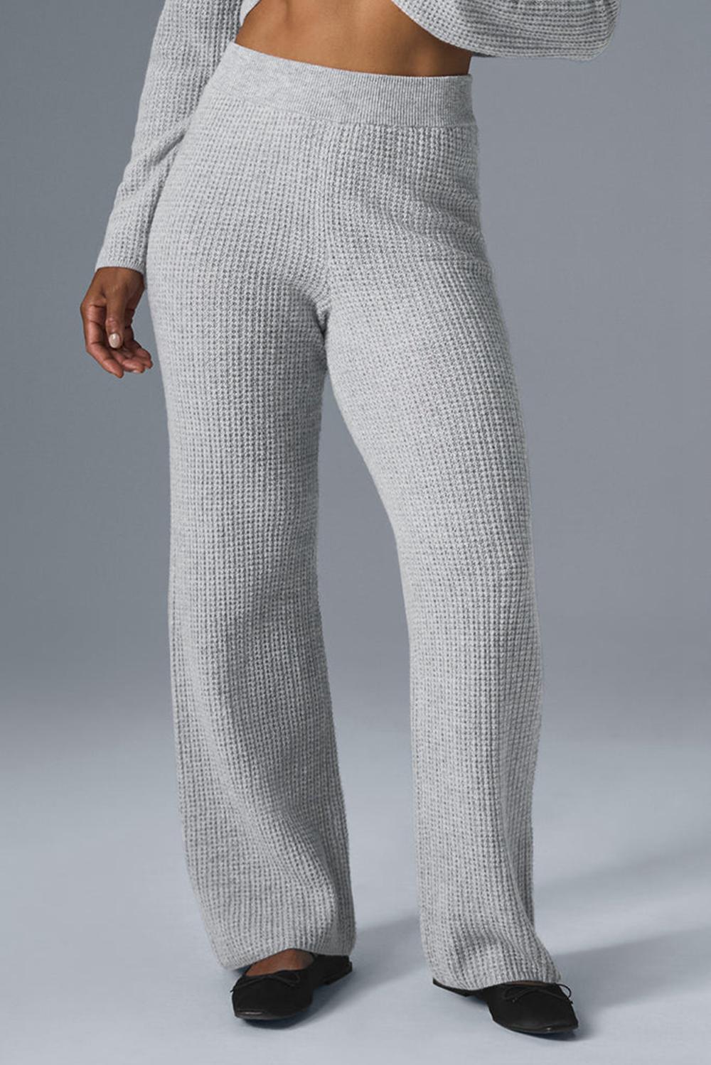 Pantalon Alo Yoga Cashmere High-Waist Plush Waffle Mujer Gris | Chile  45026-DHYR