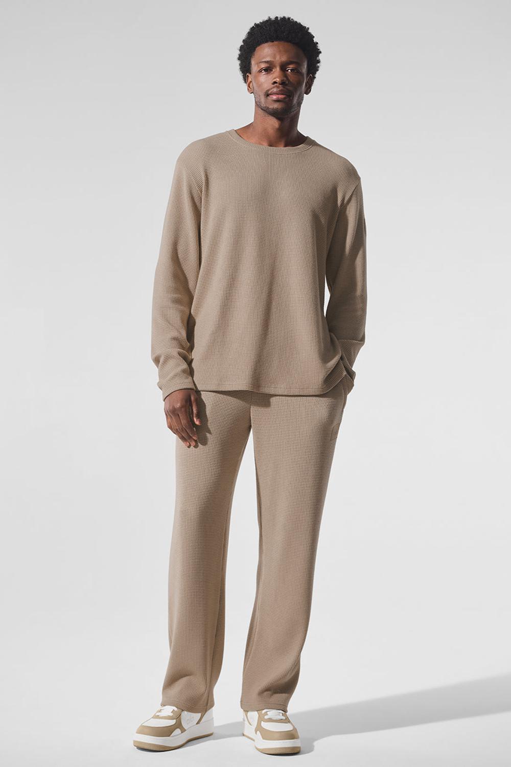 Pantalon Alo Yoga Elevate Waffle Straight Leg Hombre Gravel | Chile  83047-JADU
