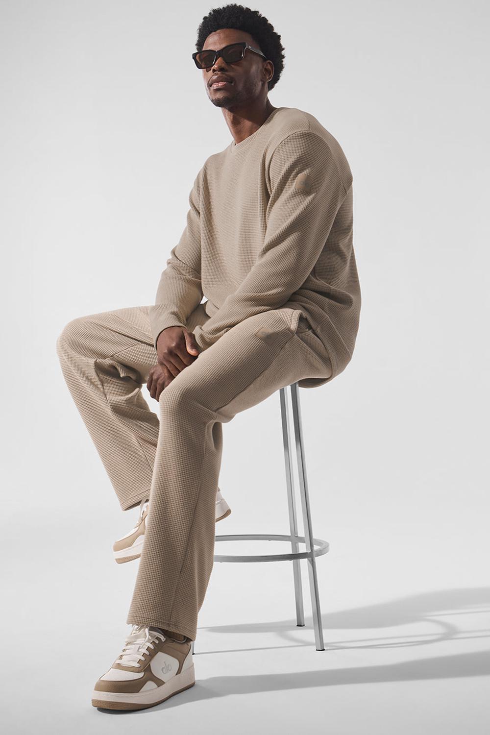 Pantalon Alo Yoga Elevate Waffle Straight Leg Hombre Gravel | Chile  83047-JADU