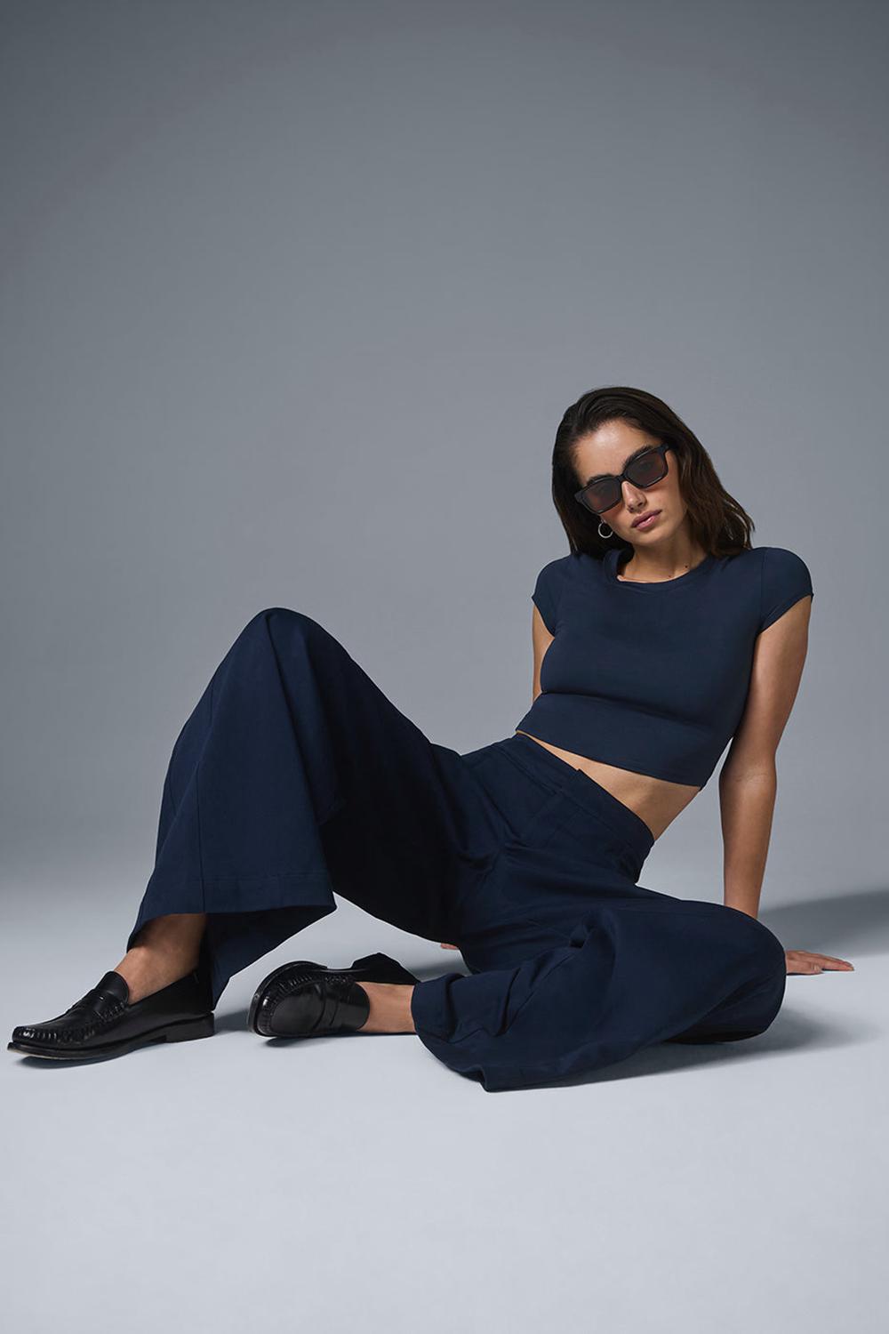 Pantalon Alo Yoga Show Off Cargo Wide Leg Mujer Azul Marino | Chile  16375-ULCO