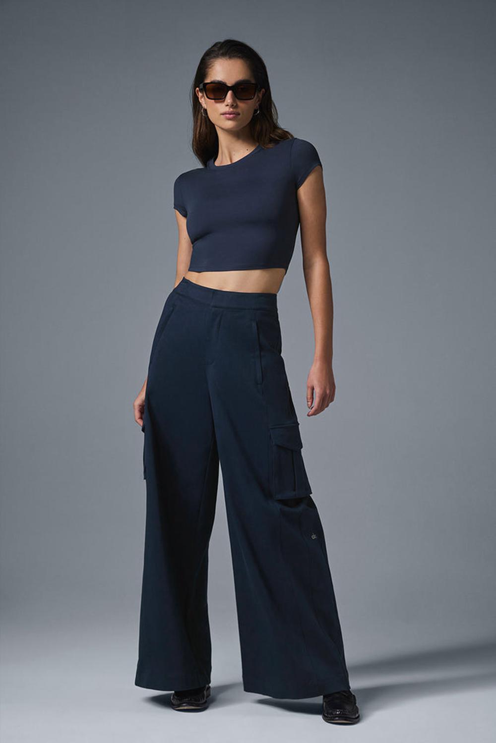 Pantalon Alo Yoga Show Off Cargo Wide Leg Mujer Azul Marino | Chile  16375-ULCO