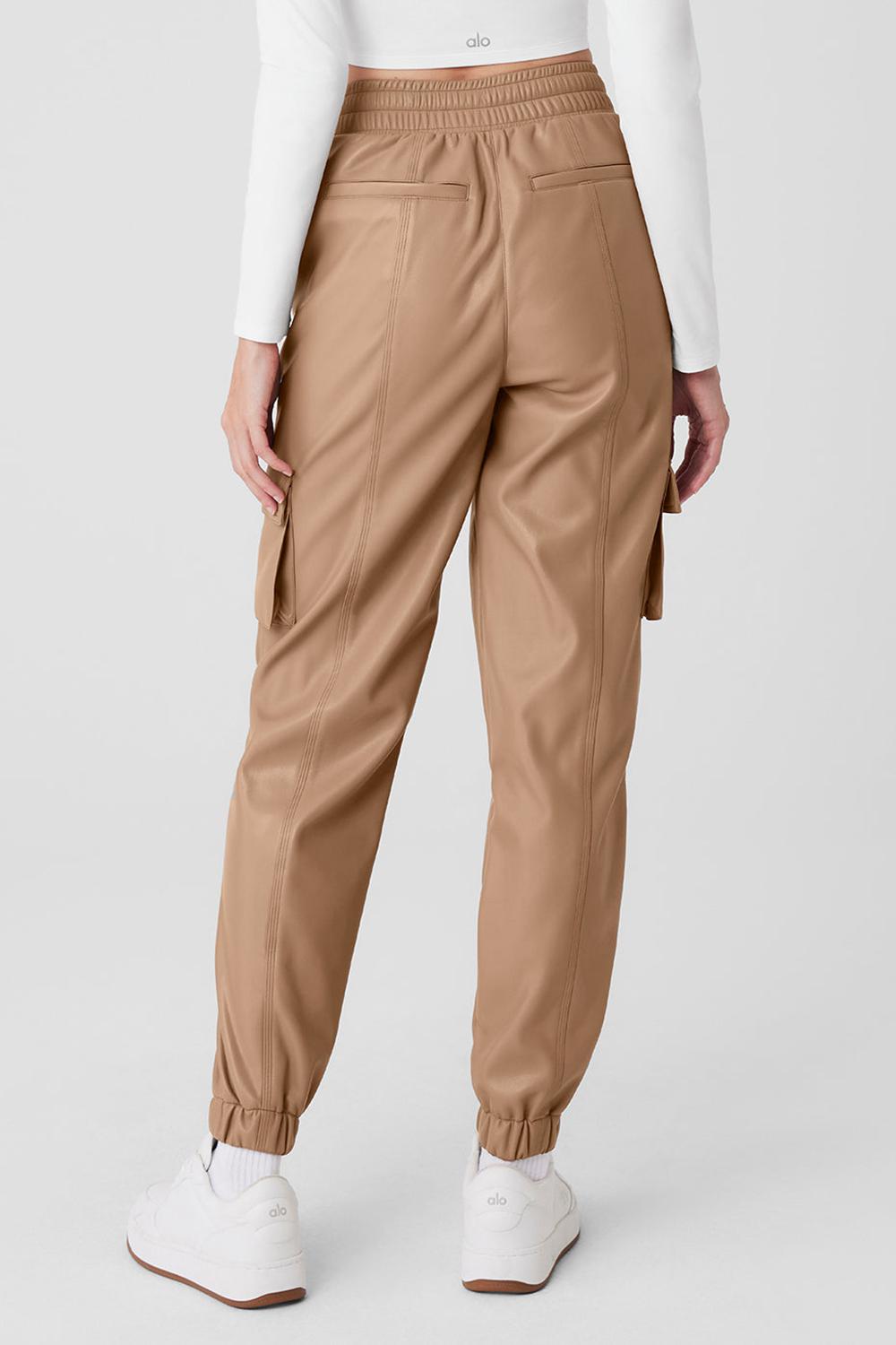 Pantalon Jogger Alo Yoga Faux Leather Power Hour Mujer Toasted Almond | Chile  25390-WZHO