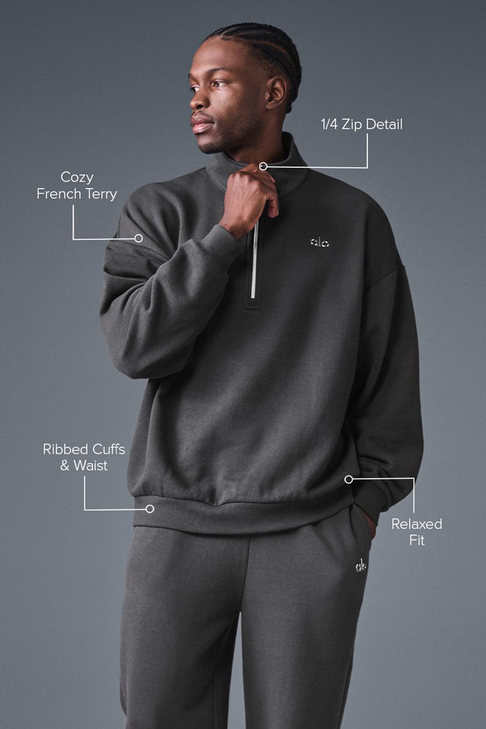 Pullover Alo Yoga Accolade 1/4 Zip Hombre Anthracite | Chile  52379-OSKD