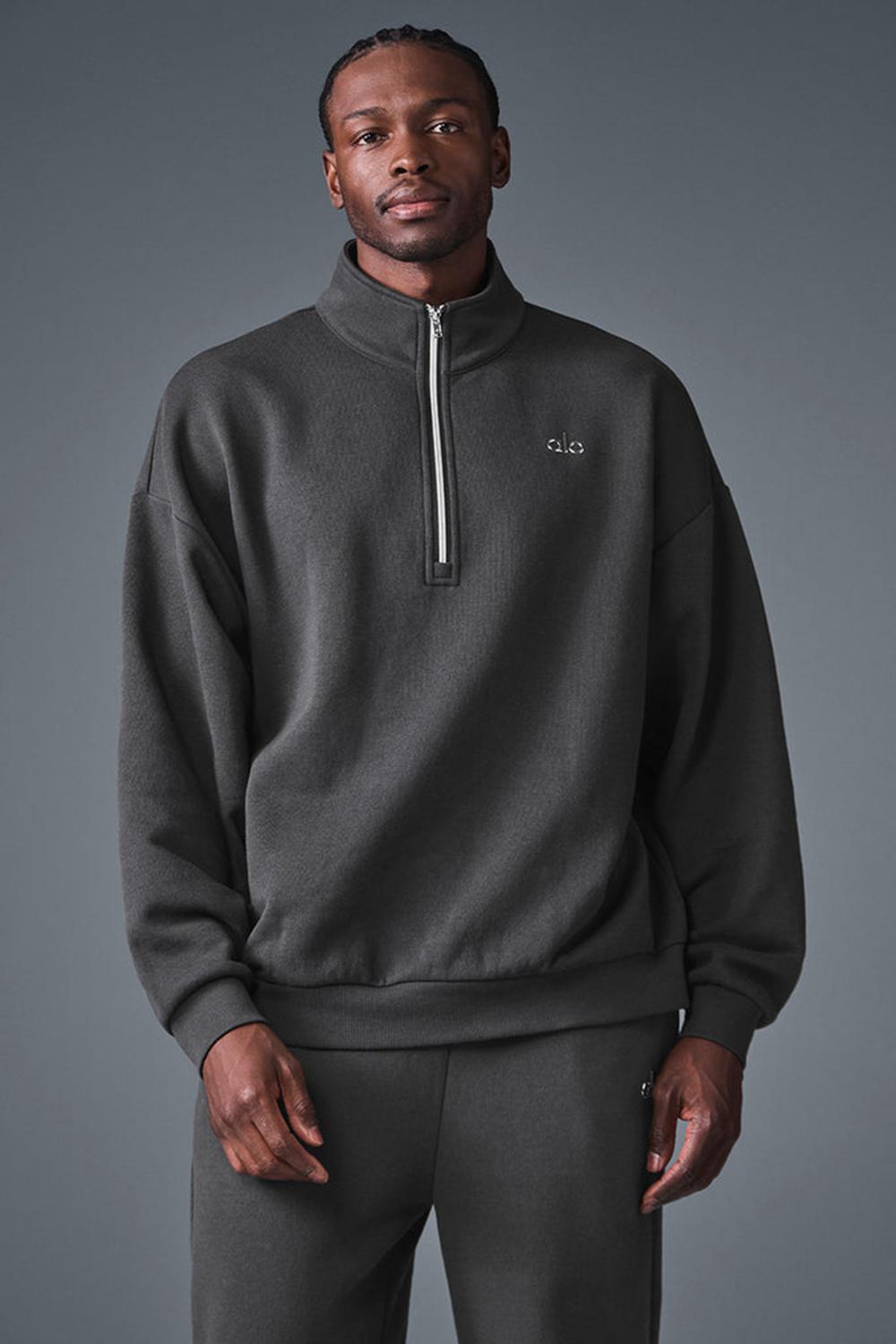 Pullover Alo Yoga Accolade 1/4 Zip Hombre Anthracite | Chile  52379-OSKD