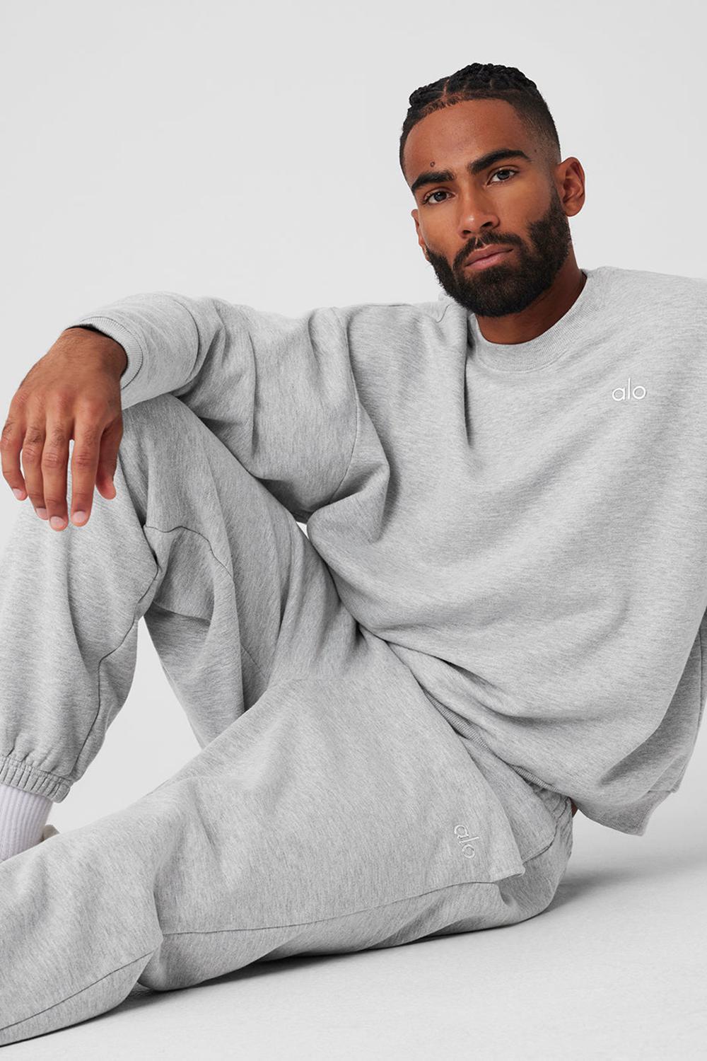 Pullover Alo Yoga Accolade Crew Neck Hombre Gris | Chile  67051-LFHV