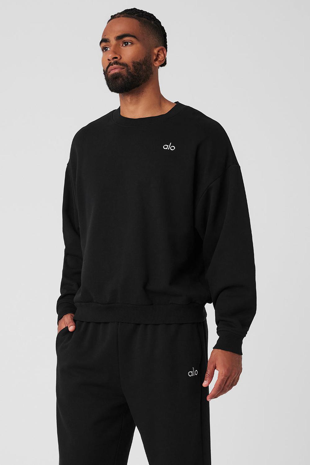 Pullover Alo Yoga Accolade Crew Neck Hombre Negras | Chile  30649-JSPT