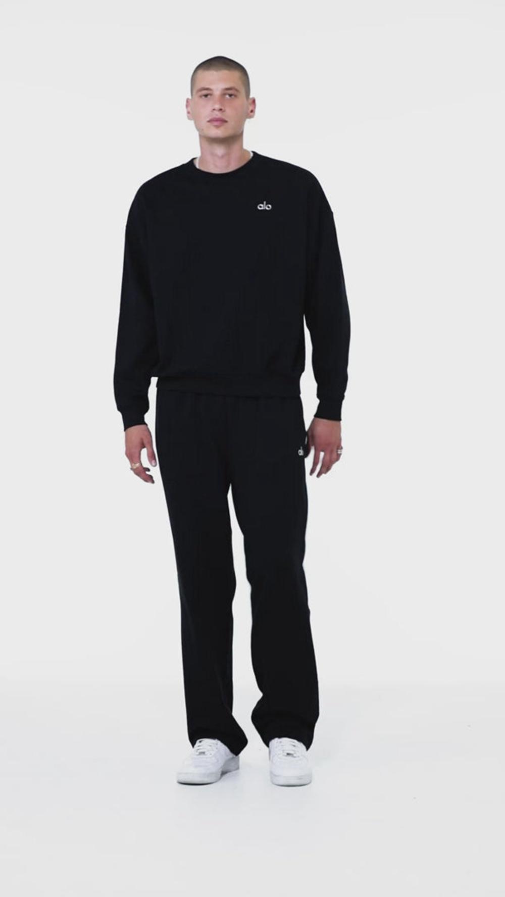 Pullover Alo Yoga Accolade Crew Neck Hombre Negras | Chile  30649-JSPT