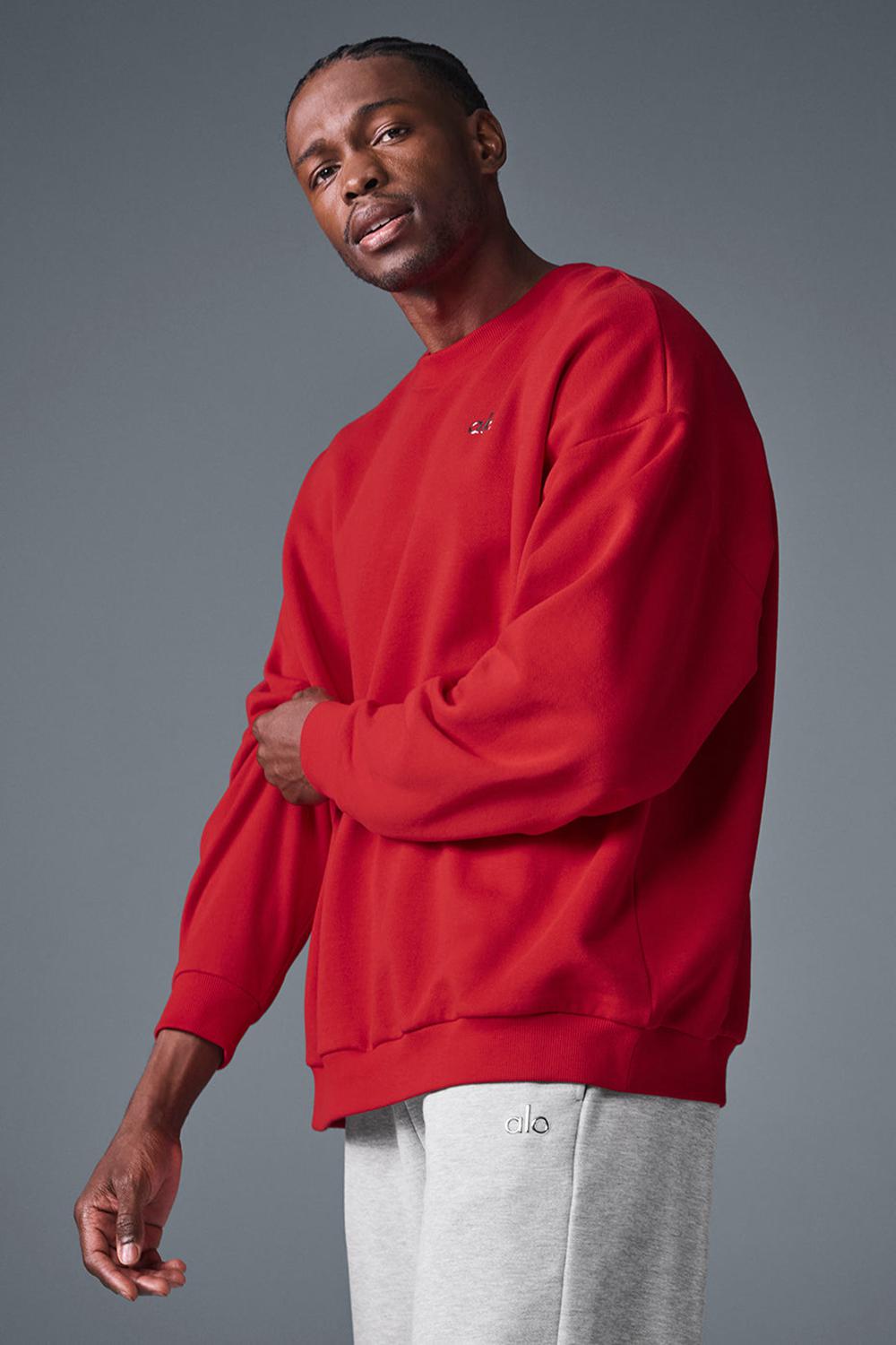 Pullover Alo Yoga Accolade Crew Neck Hombre Rojas | Chile  97063-BYKW