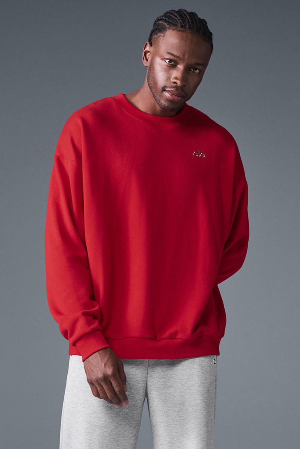 Pullover Alo Yoga Accolade Crew Neck Hombre Rojas | Chile  97063-BYKW