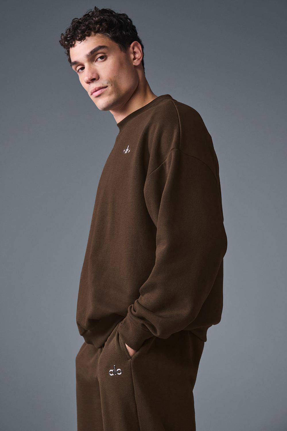 Pullover Alo Yoga Accolade Crew Neck Hombre Espresso | Chile  54732-MHCG