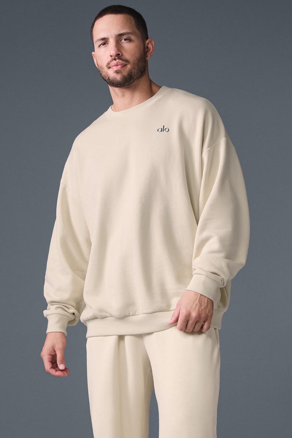Pullover Alo Yoga Accolade Crew Neck Hombre Oat Milk | Chile  23057-HGFC