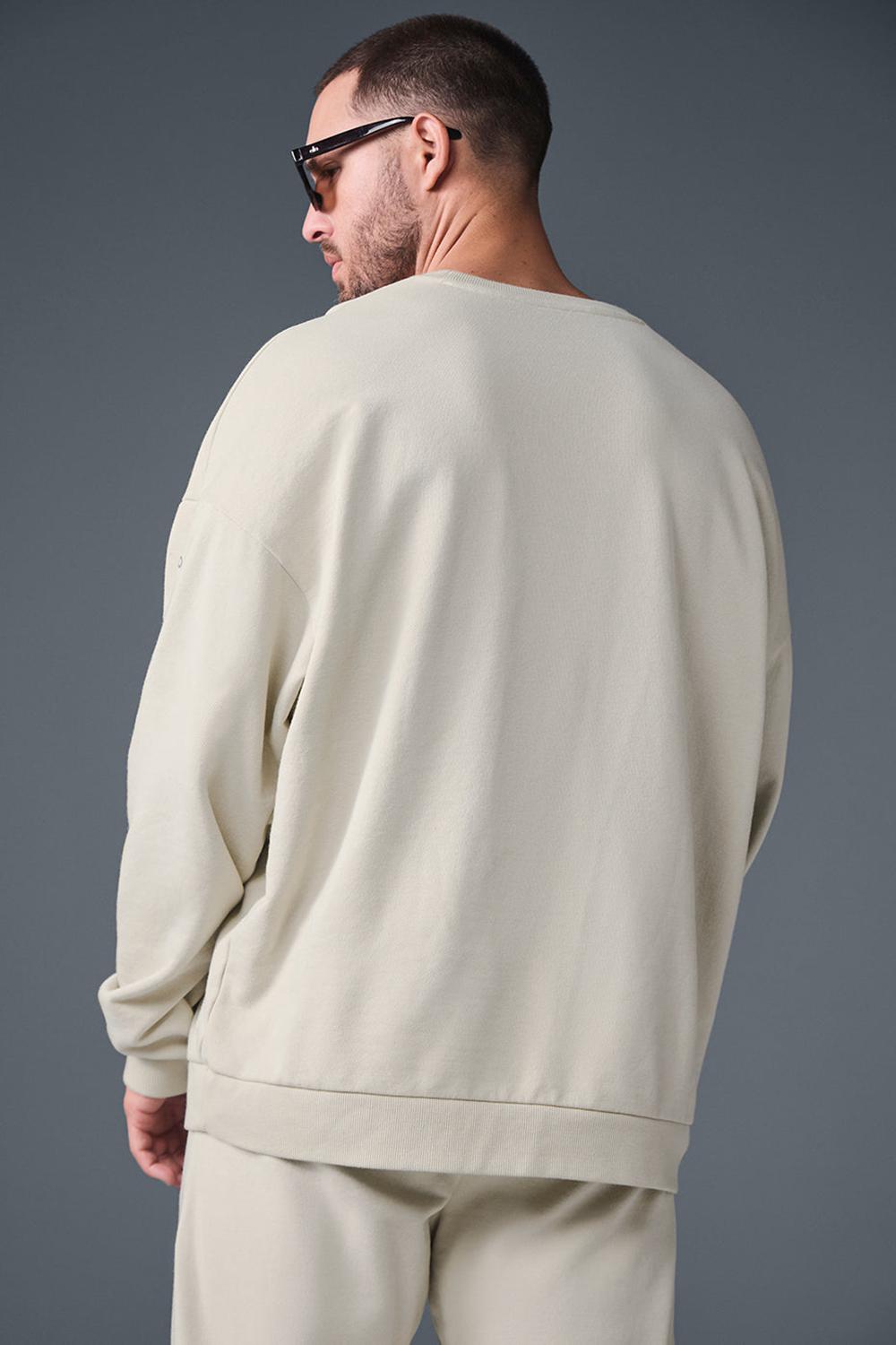 Pullover Alo Yoga Chill Crew Neck Hombre Bone | Chile  67034-RDMY
