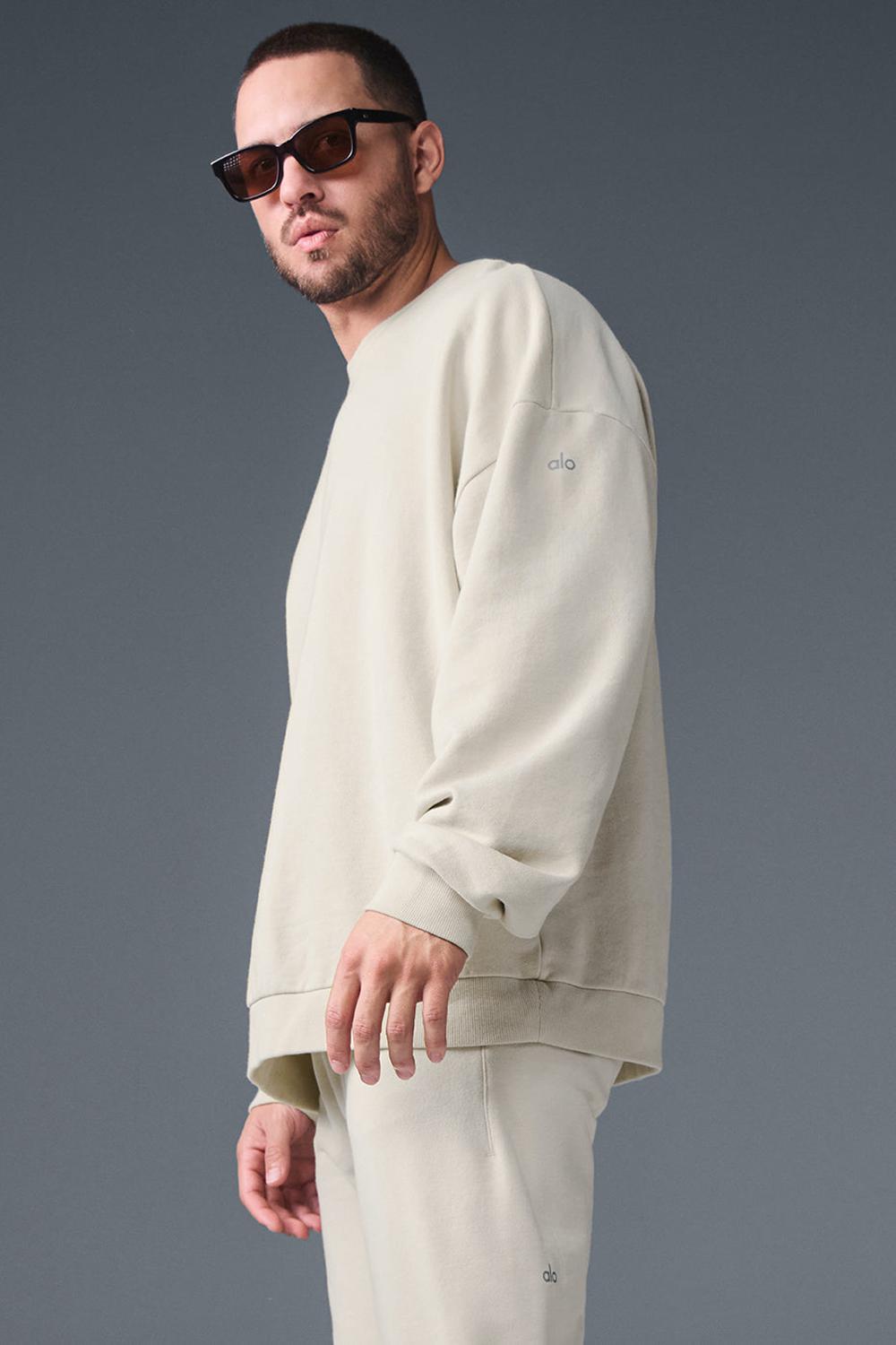 Pullover Alo Yoga Chill Crew Neck Hombre Bone | Chile  67034-RDMY