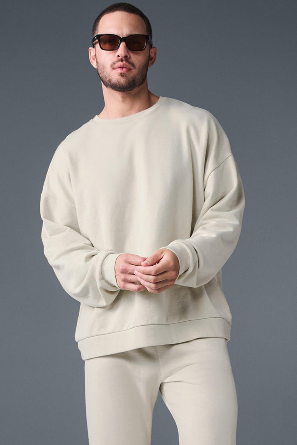 Pullover Alo Yoga Chill Crew Neck Hombre Bone | Chile  67034-RDMY