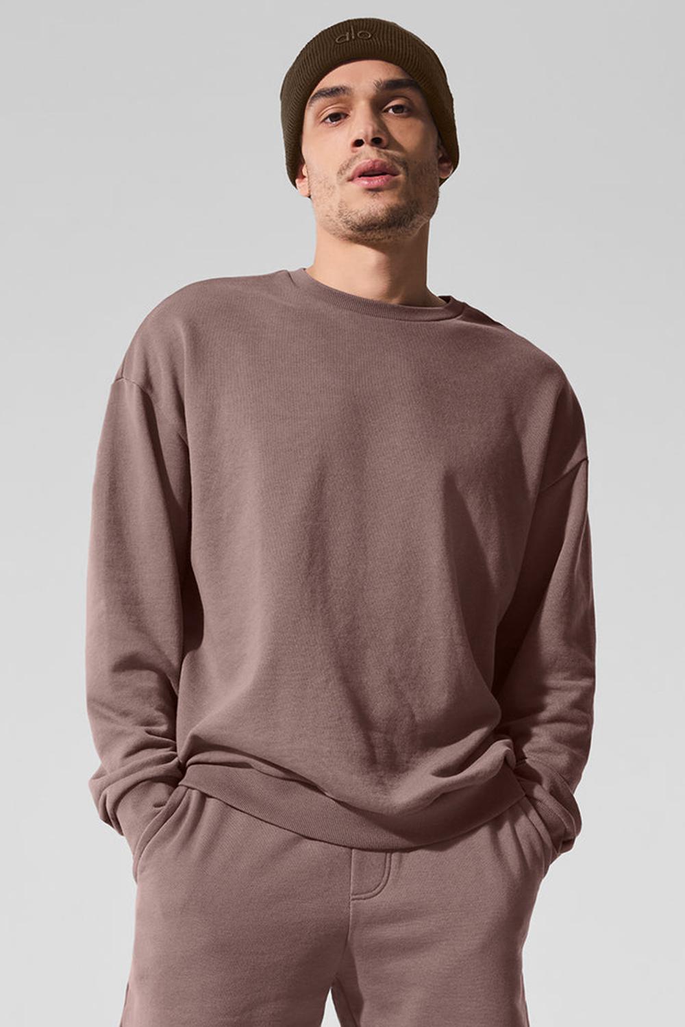 Pullover Alo Yoga Chill Crew Neck Hombre Mushroom | Chile  67984-JLDZ