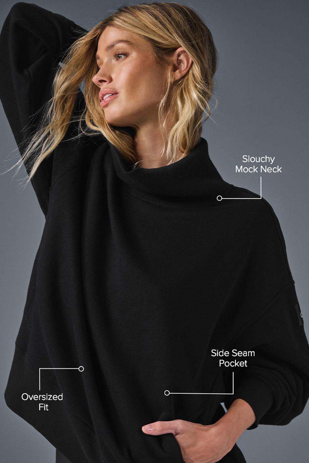 Pullover Alo Yoga Hazy Mock Neck Mujer Negras | Chile  23016-KQDS