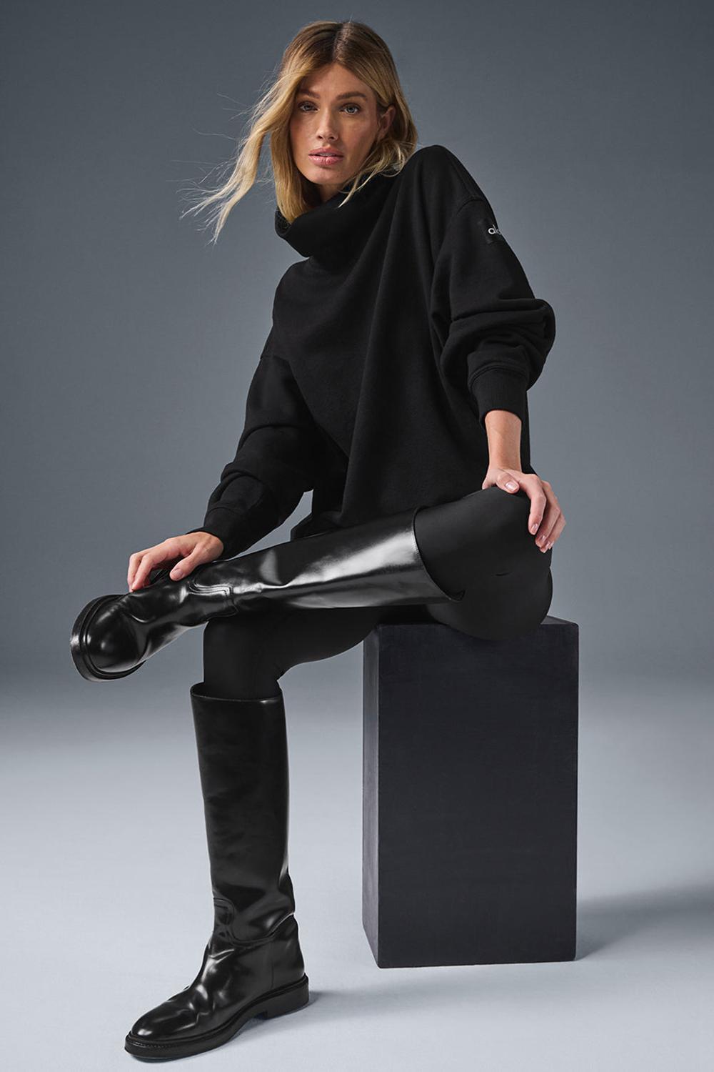 Pullover Alo Yoga Hazy Mock Neck Mujer Negras | Chile  23016-KQDS