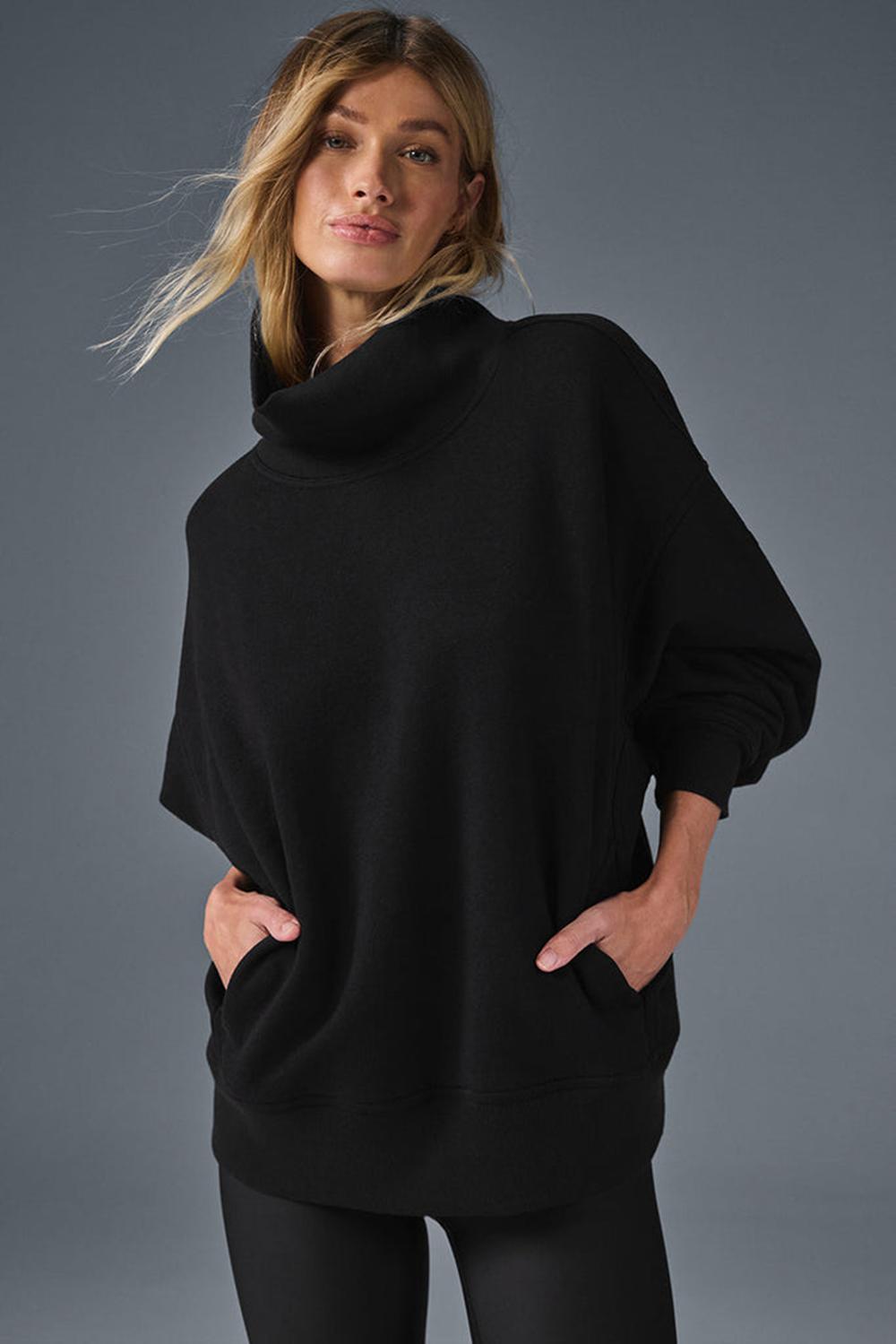 Pullover Alo Yoga Hazy Mock Neck Mujer Negras | Chile  23016-KQDS
