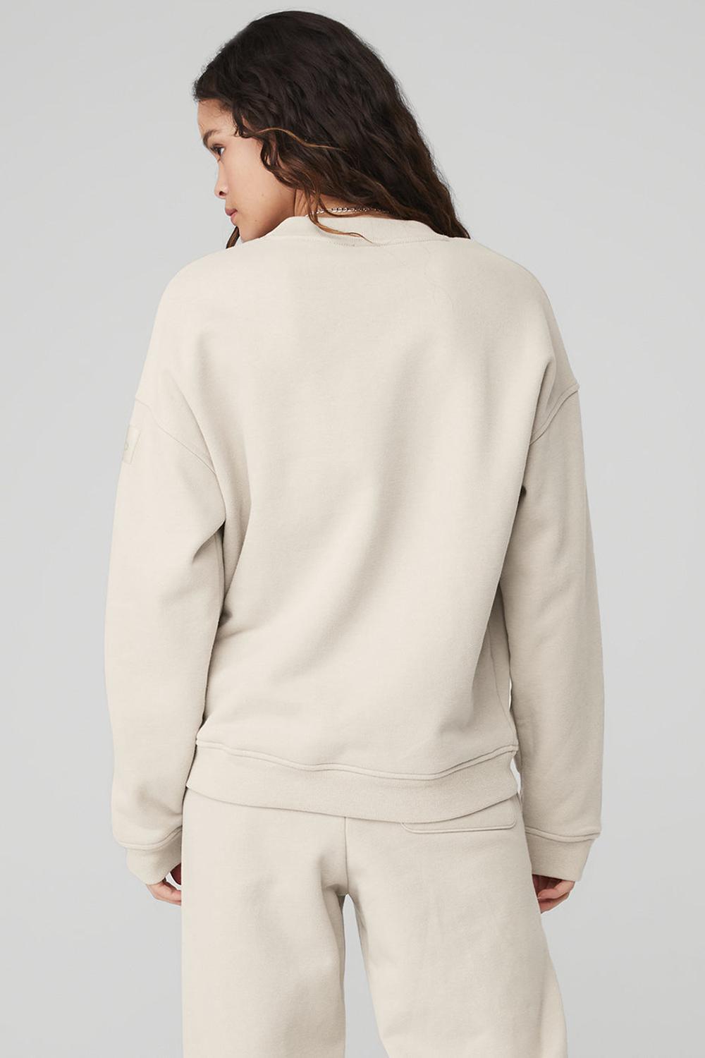 Pullover Alo Yoga Renown Heavy Weight Crew Neck Mujer Bone | Chile  59046-EDQU