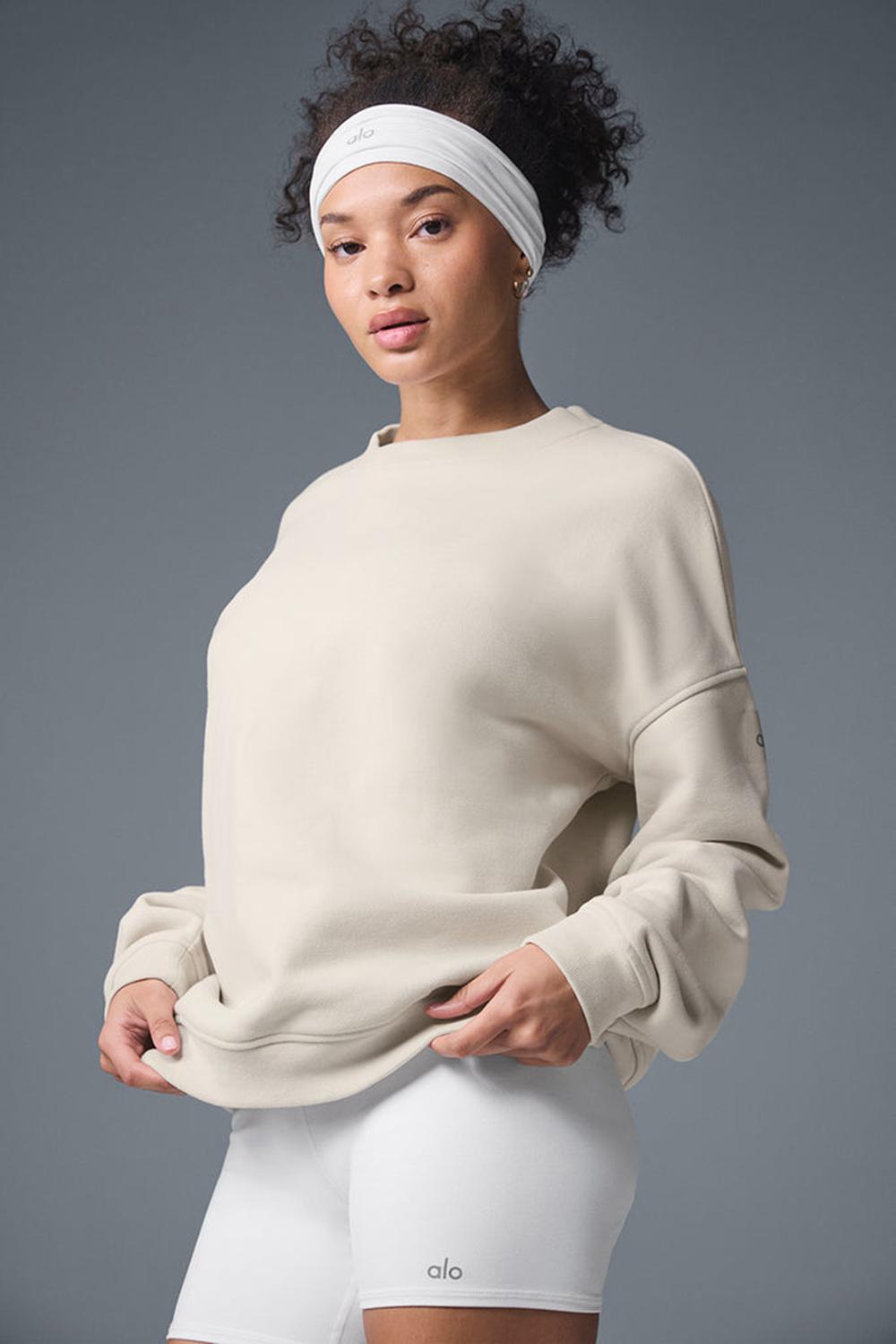 Pullover Alo Yoga Renown Heavy Weight Crew Neck Mujer Bone | Chile  59046-EDQU