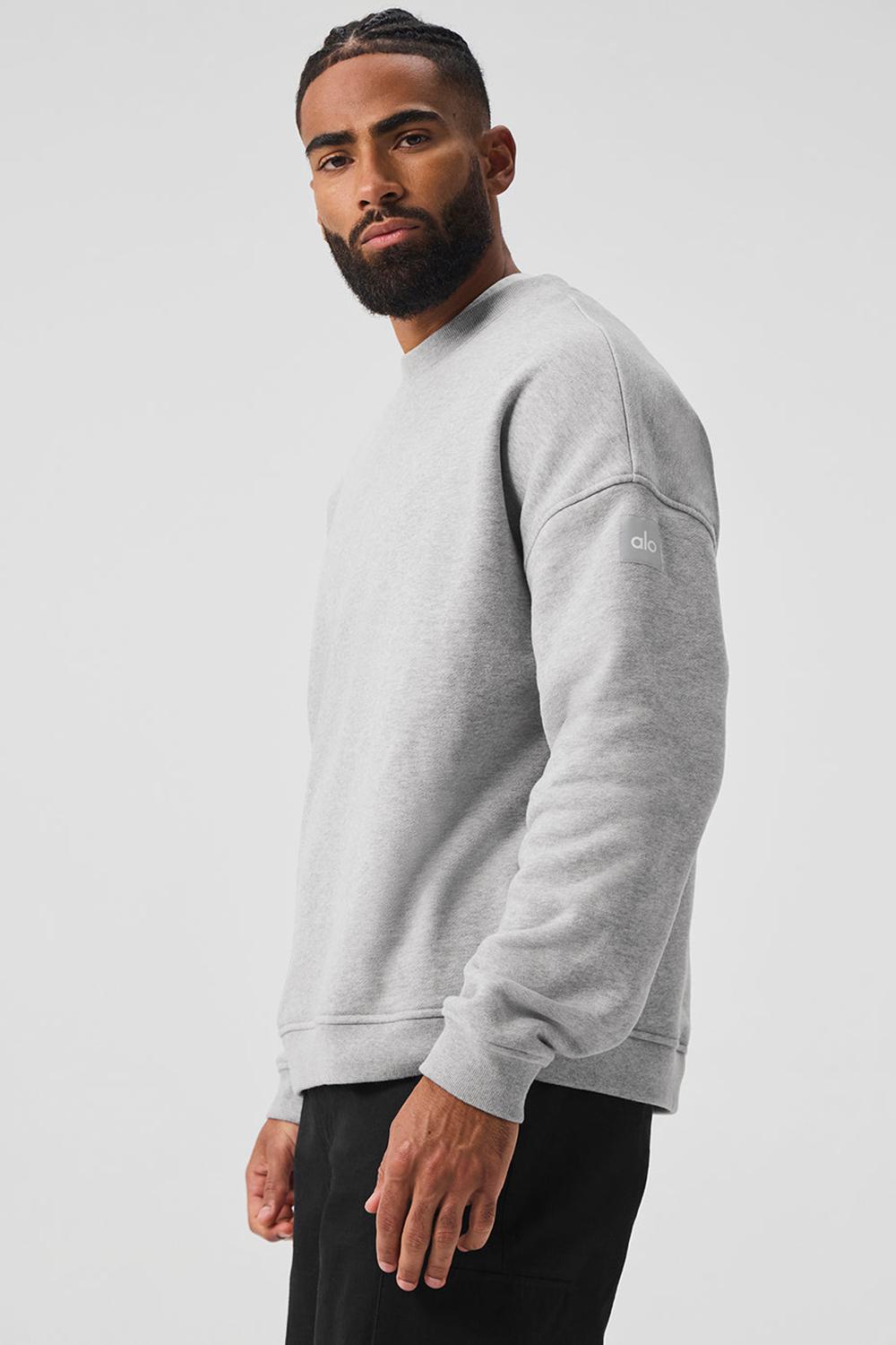 Pullover Alo Yoga Renown Heavy Weight Crew Neck Hombre Gris | Chile  95236-UEJL