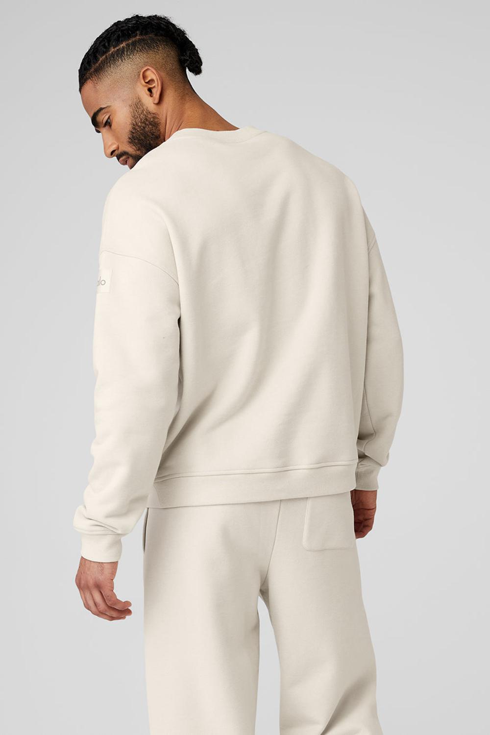 Pullover Alo Yoga Renown Heavy Weight Crew Neck Hombre Bone | Chile  65784-ZKPO