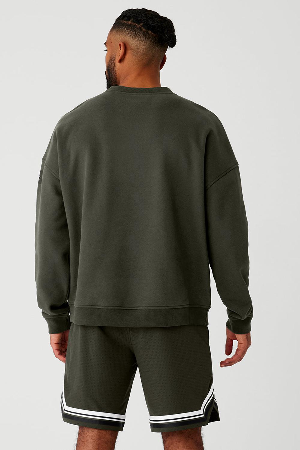 Pullover Alo Yoga Renown Heavy Weight Crew Neck Hombre Verde | Chile  40985-FVYU