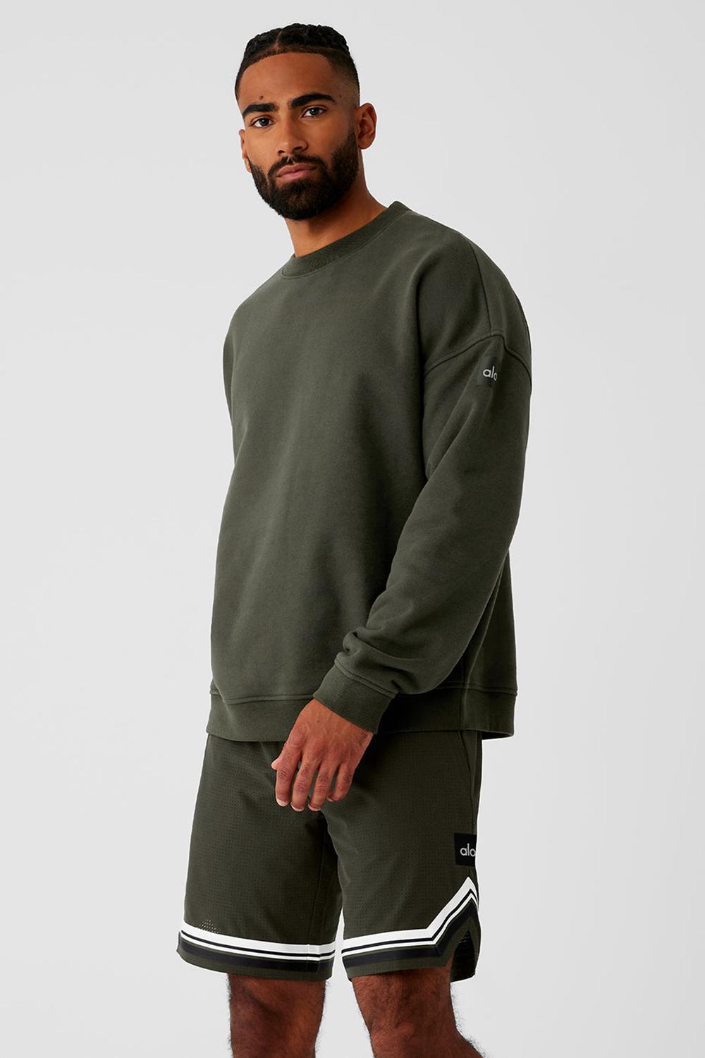 Pullover Alo Yoga Renown Heavy Weight Crew Neck Hombre Verde | Chile  40985-FVYU