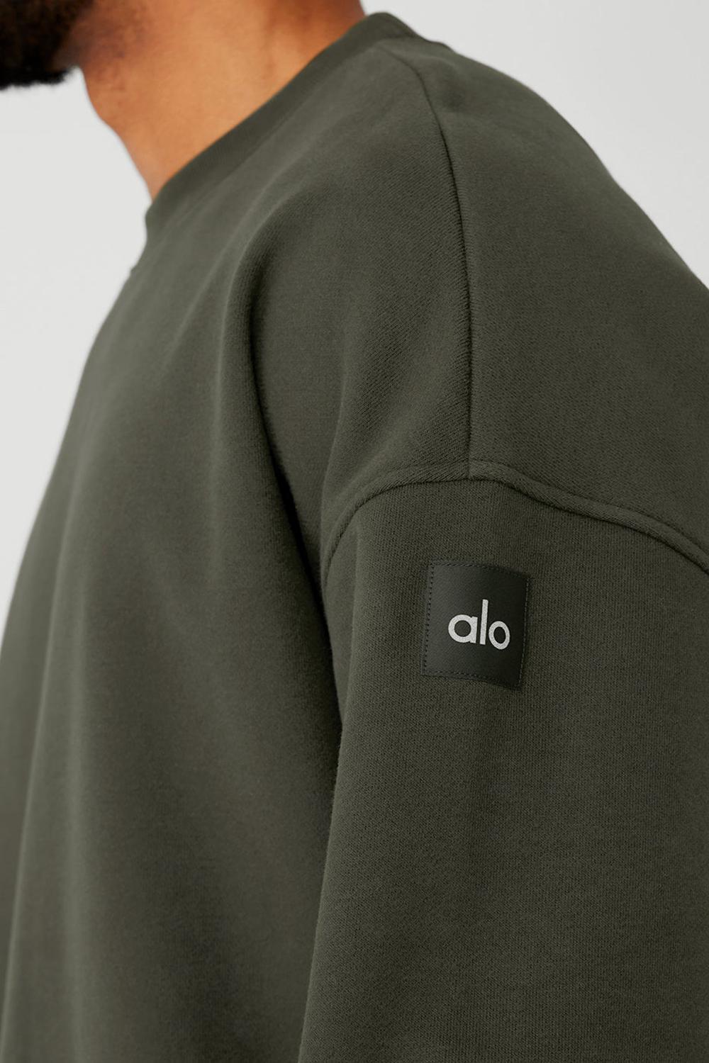 Pullover Alo Yoga Renown Heavy Weight Crew Neck Hombre Verde | Chile  40985-FVYU
