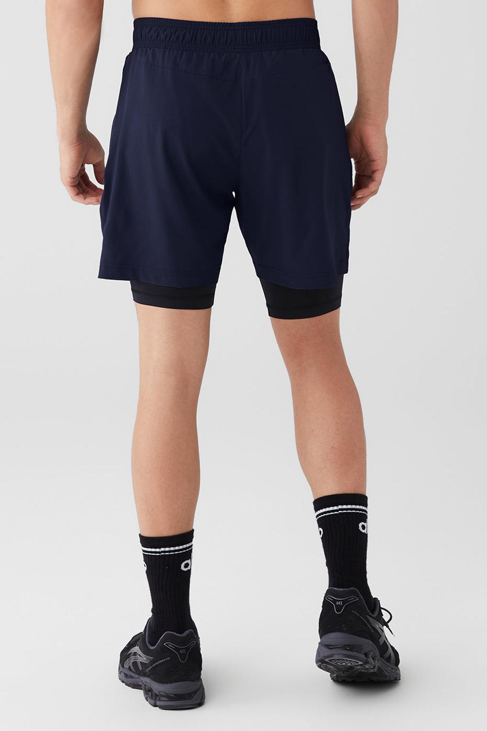 Short Alo Yoga 7'' Unity 2 In 1 Hombre Azul Marino Negras | Chile  10852-MVIA