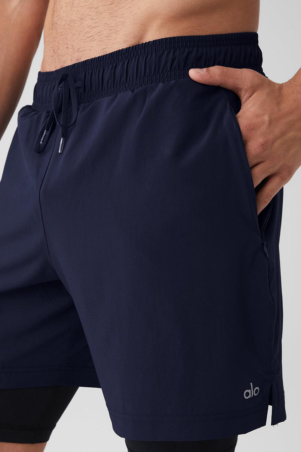 Short Alo Yoga 7'' Unity 2 In 1 Hombre Azul Marino Negras | Chile  10852-MVIA