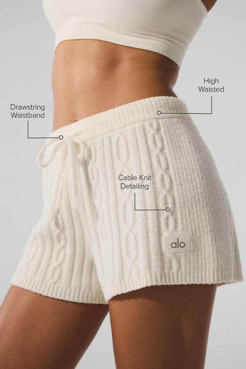 Short Alo Yoga Cable Knit Winter Bliss Mujer Ivory | Chile  94630-UYIG