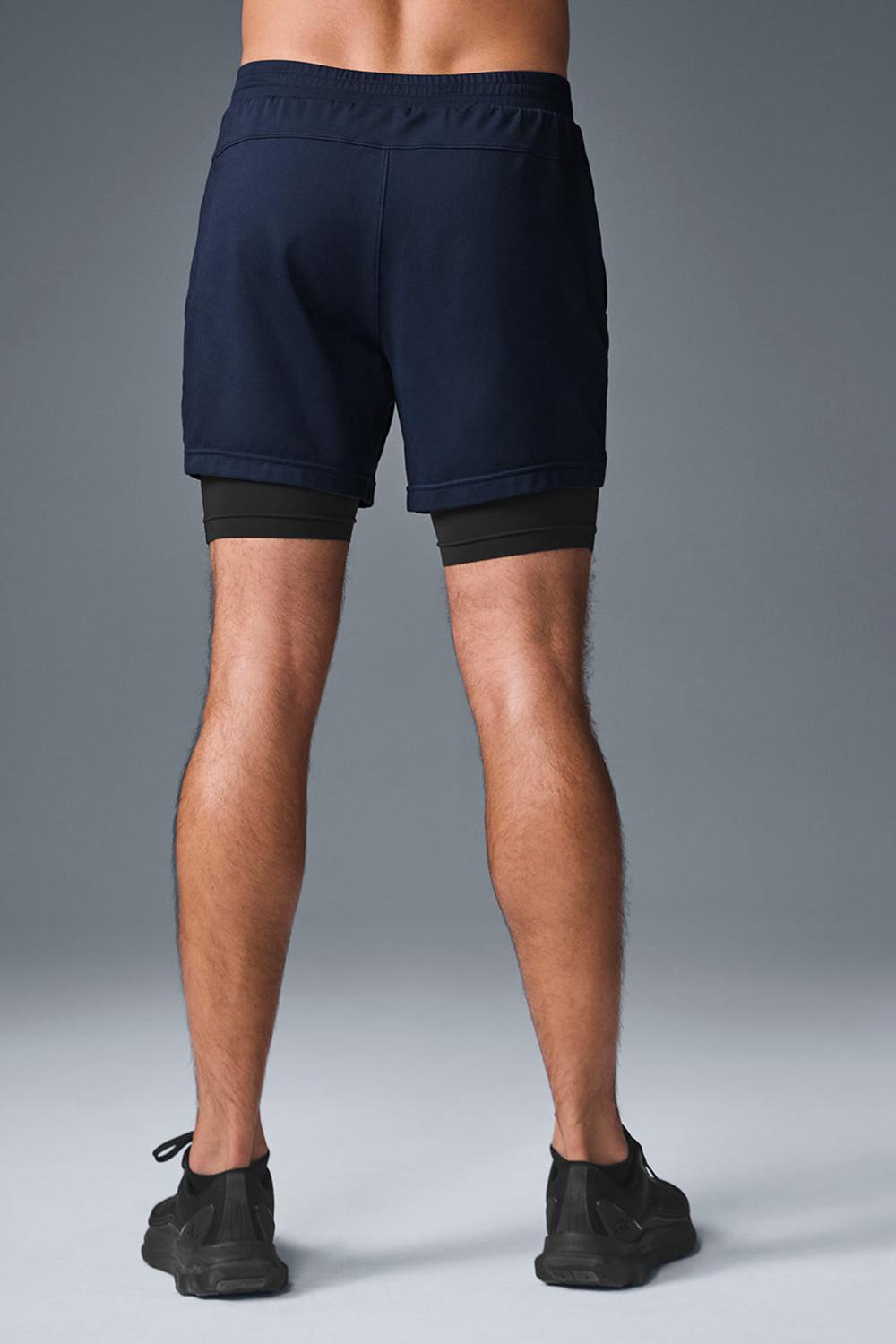 Short Alo Yoga Conquer React 2-In-1 Performance Hombre Azul Marino Negras | Chile  10328-XLFD