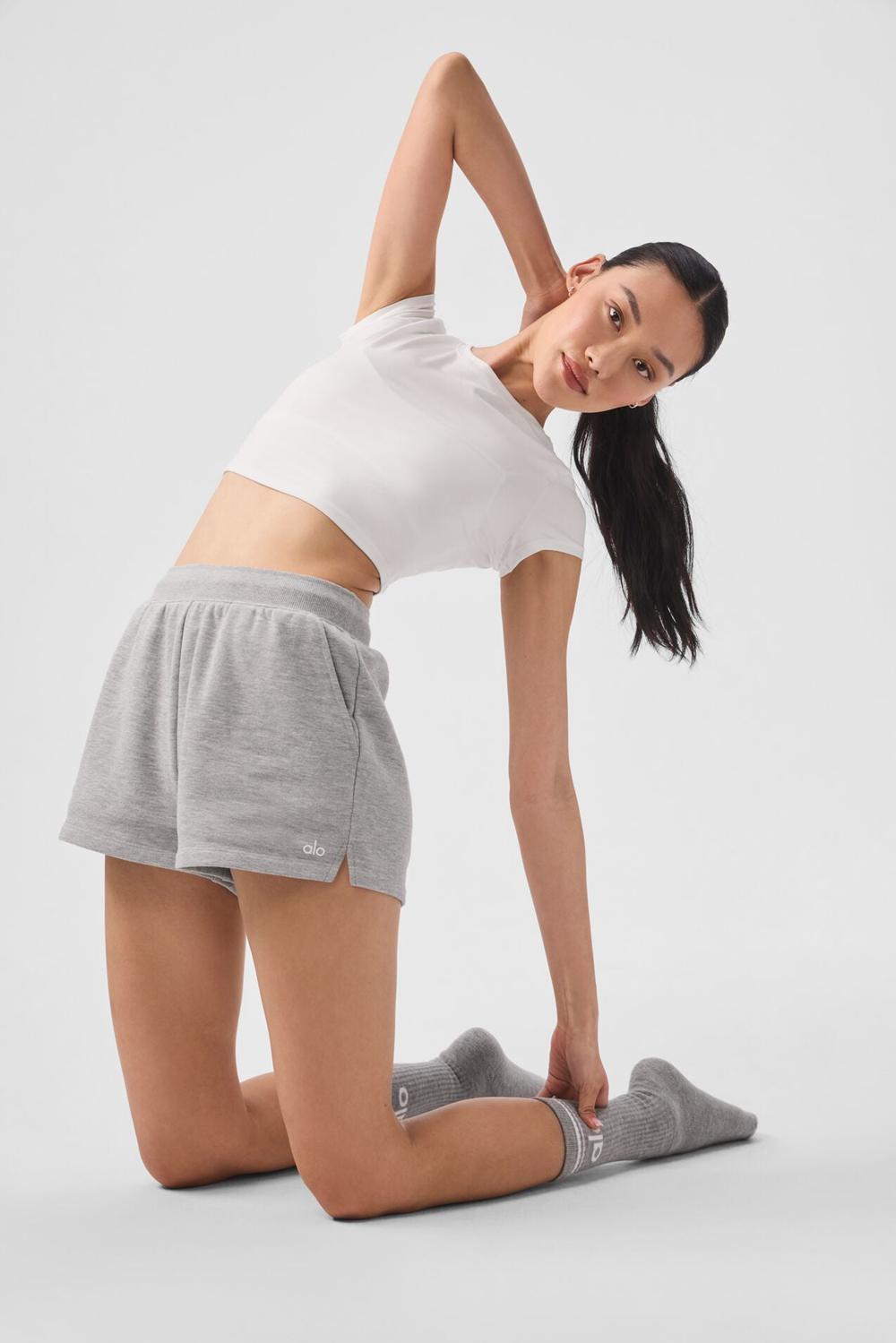 Short Alo Yoga Low Key Sweat Mujer Gris | Chile  53091-WTGK