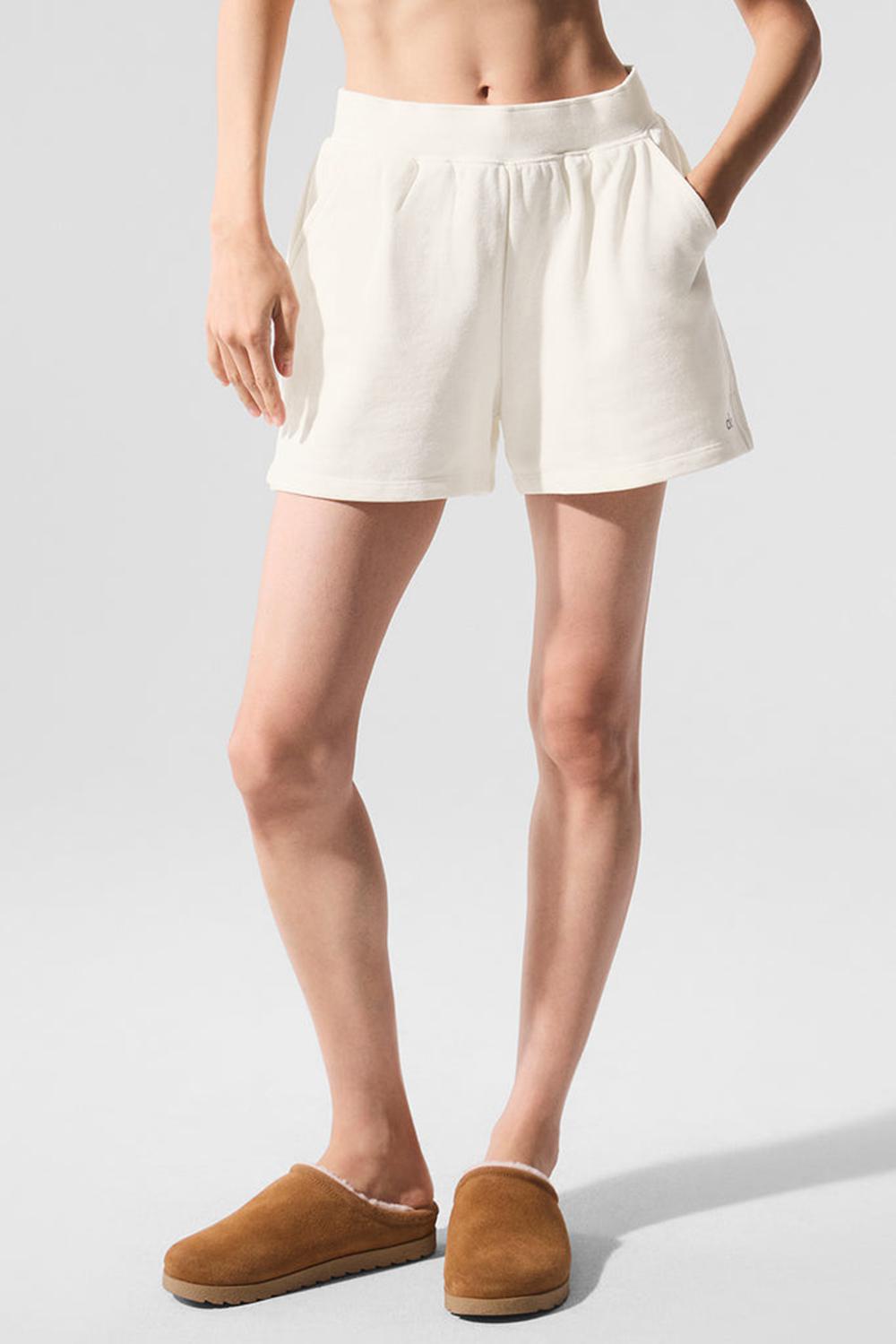 Short Alo Yoga Low Key Sweat Mujer Ivory | Chile  19572-ZRIH