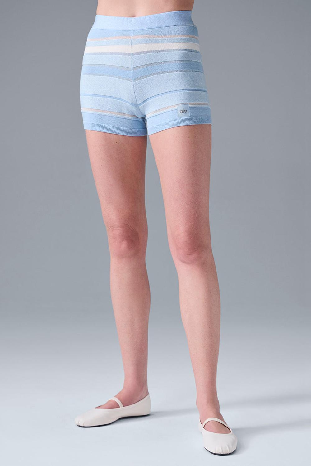 Short Alo Yoga Sport Play High-Waist Knit Mujer Azules | Chile  97261-FLET