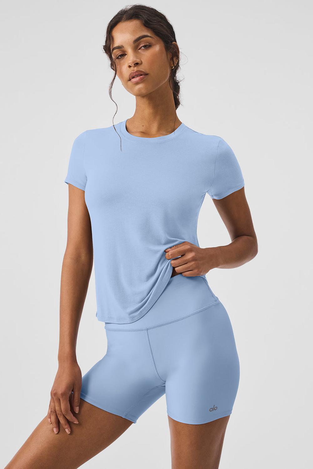 Short Sleeve Alo Yoga All Day Mujer Azules | Chile  57412-IKLW