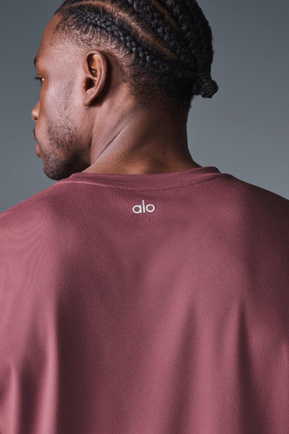 Short Sleeve Alo Yoga Conquer Reform Crewneck Hombre Burdeos | Chile  41932-JPKM