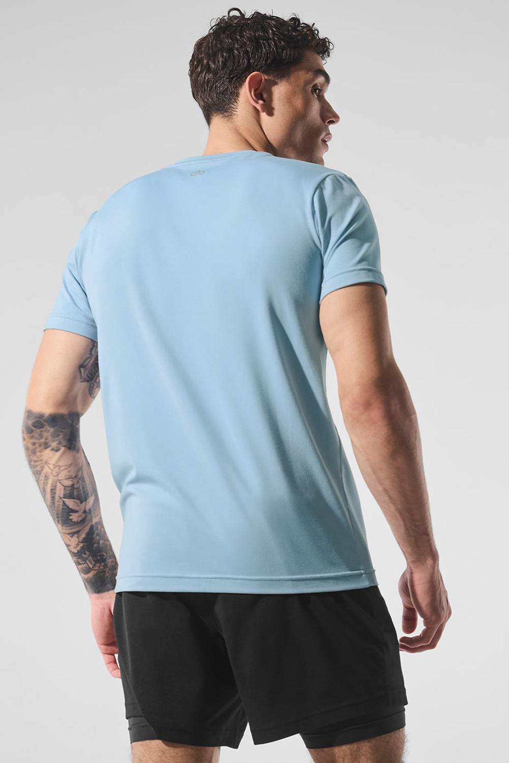 Short Sleeve Alo Yoga Conquer Reform Crewneck Hombre Azules | Chile  89450-IJYN
