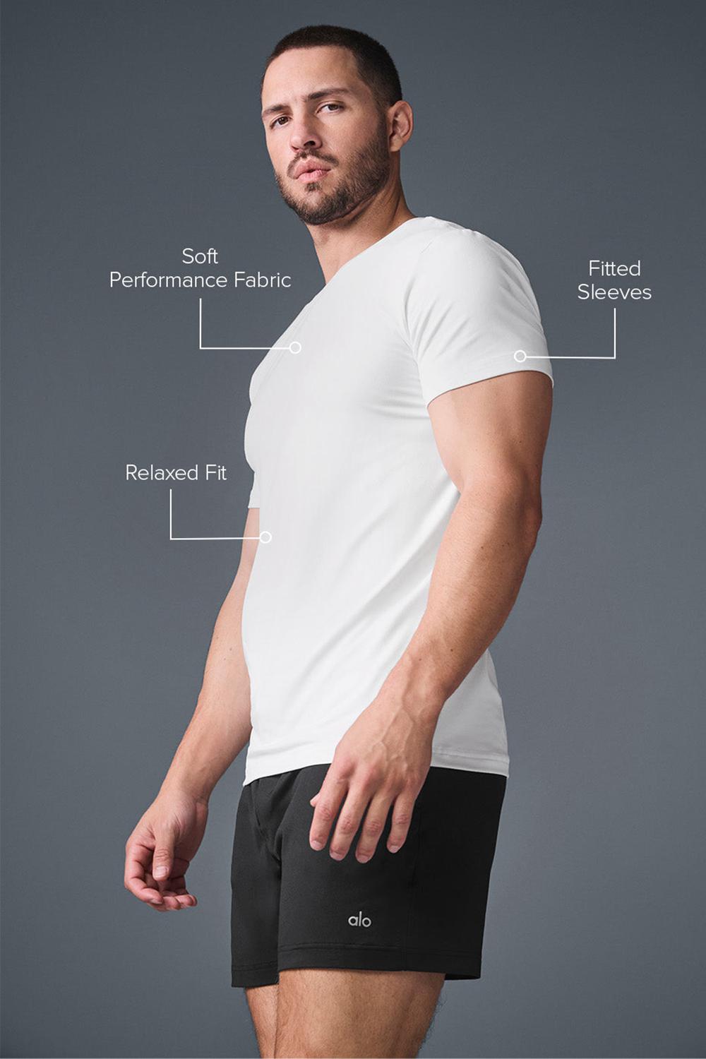Short Sleeve Alo Yoga Conquer Reform Crewneck Hombre Blancas | Chile  16357-AJMZ