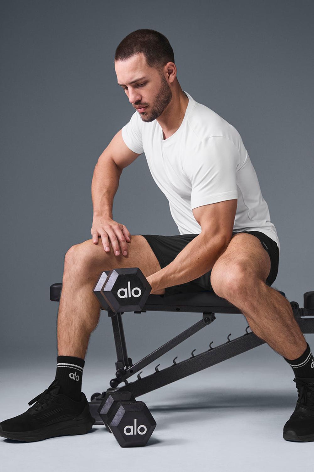 Short Sleeve Alo Yoga Conquer Reform Crewneck Hombre Blancas | Chile  16357-AJMZ
