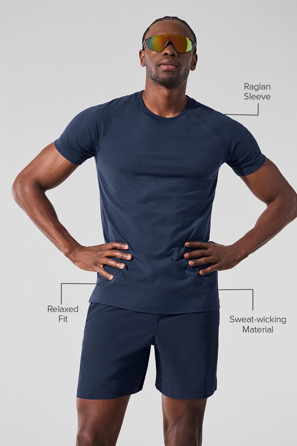 Short Sleeve Alo Yoga Vapor Crewneck Hombre Azul Marino | Chile  64280-NIXL