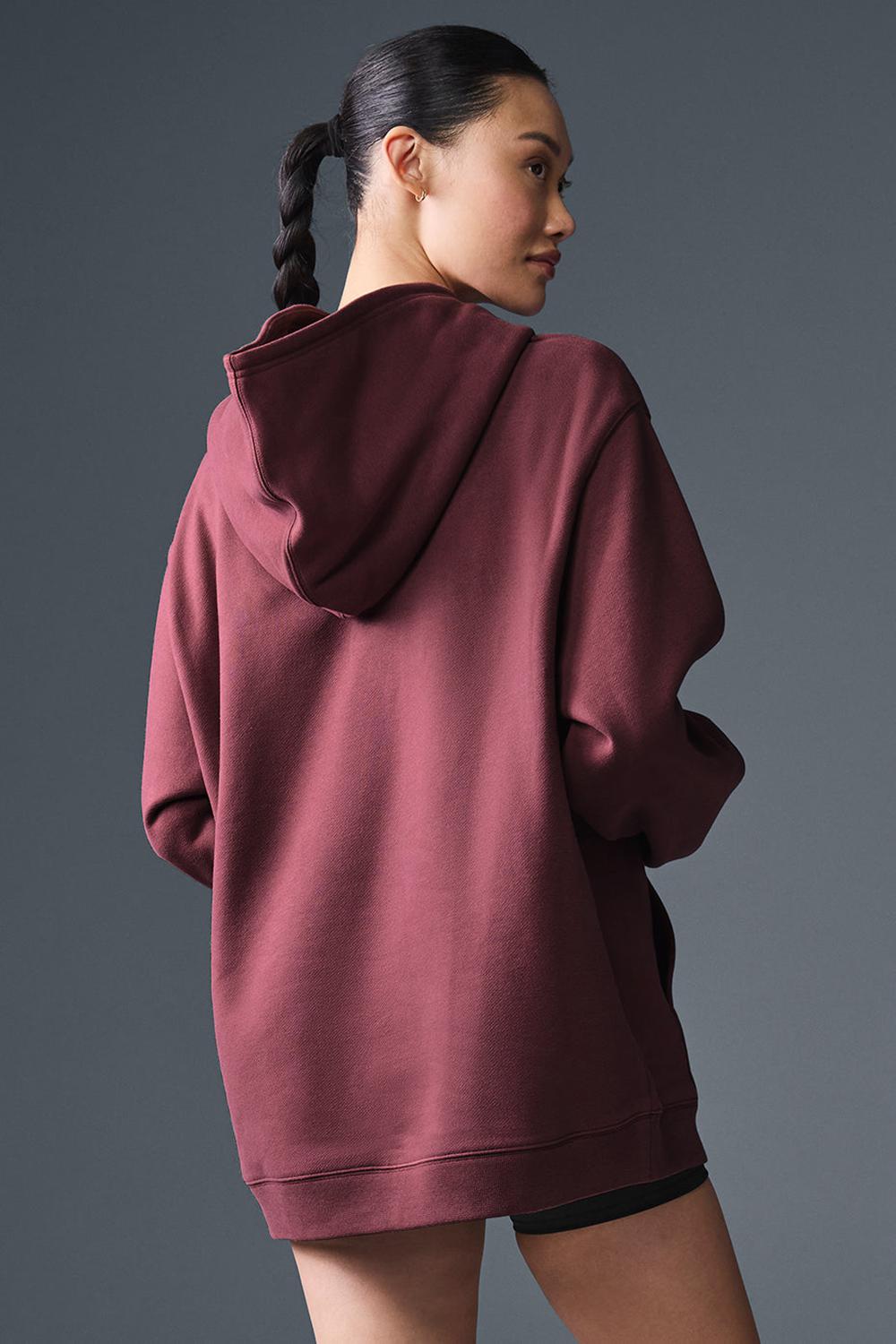 Sudadera con Capucha Alo Yoga Renown Heavy Weight Mujer Burdeos | Chile  84563-SBNL