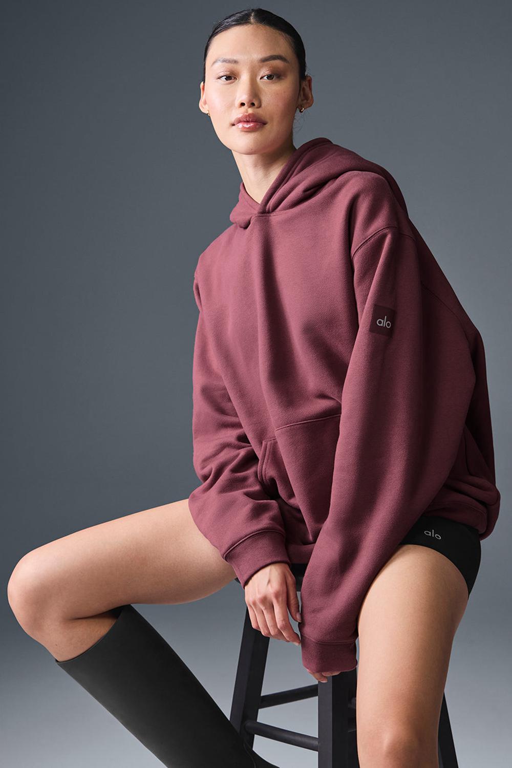 Sudadera con Capucha Alo Yoga Renown Heavy Weight Mujer Burdeos | Chile  84563-SBNL