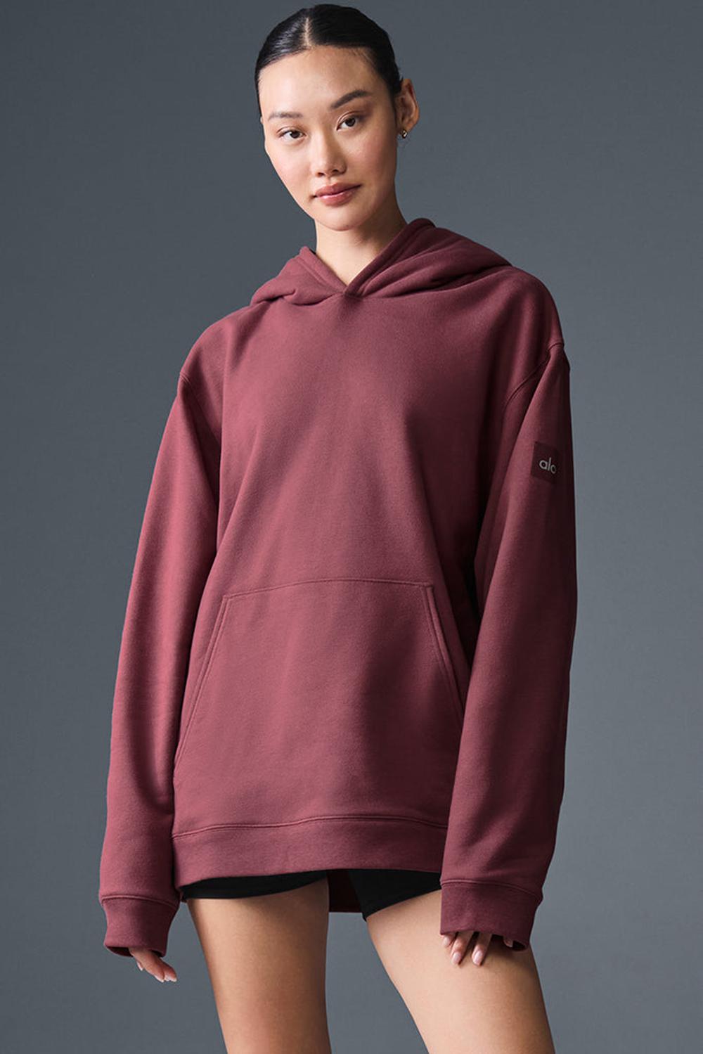 Sudadera con Capucha Alo Yoga Renown Heavy Weight Mujer Burdeos | Chile  84563-SBNL
